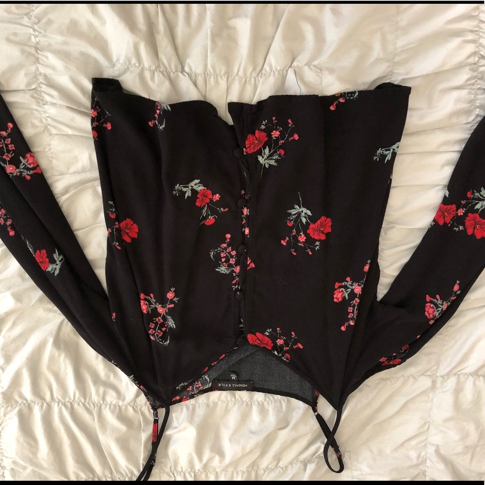 Floral black with red roses long sleeve
